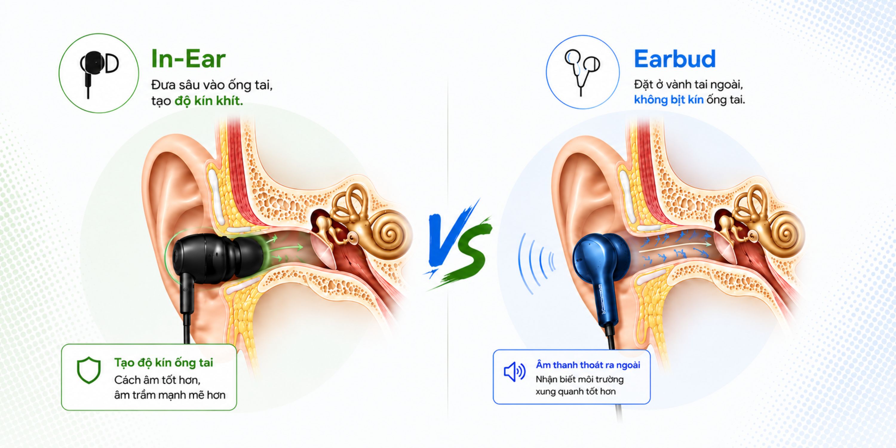 Sự khác biệt giữa tai nghe In Ear và Earbuds